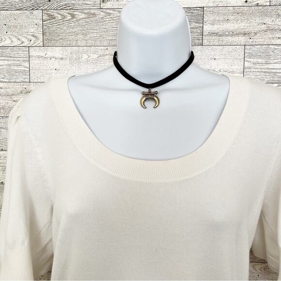 ANN TAYLOR FACTORY White Short Sleeve Sweater, S - Picture 6 of 9